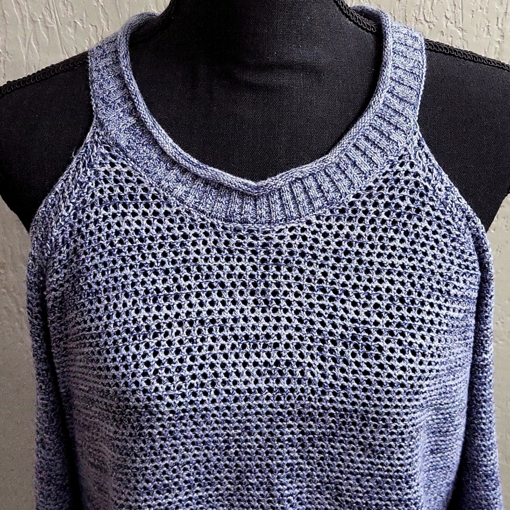 Willow & Clay Cold Shoulder Open Knit Sweater